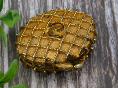 Houbigant Gold-Toned Compact with Diamond Pattern