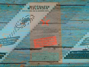 TEXACO WISCONSIN ROAD MAP VINTAGE ANTIQUE AUTOMOBILIA