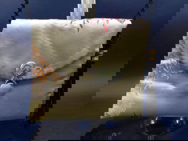 SILK EMBROIDERED SMALL PURSE WITH STRAP VINTAGE ACCESSORY