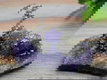 PYRITE MINER ON AMETHYST ROCK STONE LAPIDARY SPECIMEN