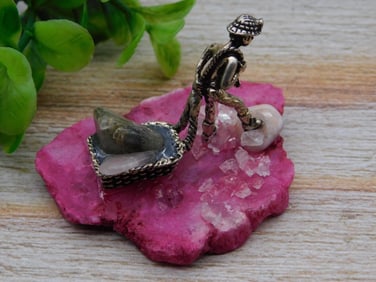 PYRITE MINER ON STONE ROCK STONE LAPIDARY SPECIMEN