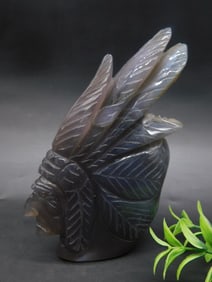 DRUZY AGATE CHIEF STATUE ROCK STONE LAPIDARY SPECIMEN