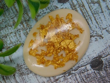 Oval Cream Resin Piece with Gold Foil