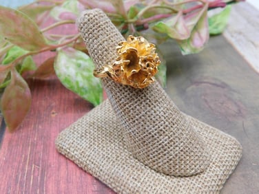 Vintage Gold-Tone Floral Statement Ring