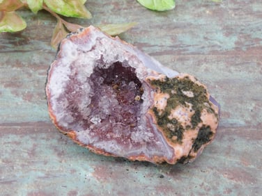 Amethyst Geode with Moss-Like Exterior, 153 Grams ROCK STONE LAPIDARY SPECIMEN
