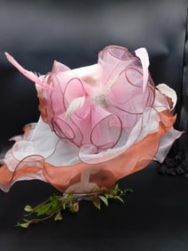 Decorative Pink and Orange Sheer Woman?s Hat