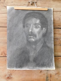Charcoal Portrait of a Man on Paper