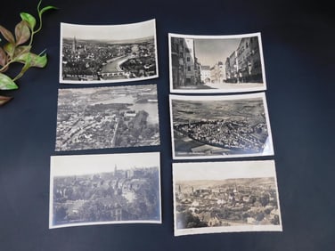 Set of Six Black-and-White European Postcards