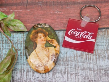 Coca-Cola Mirror and Keychain Collectible Set