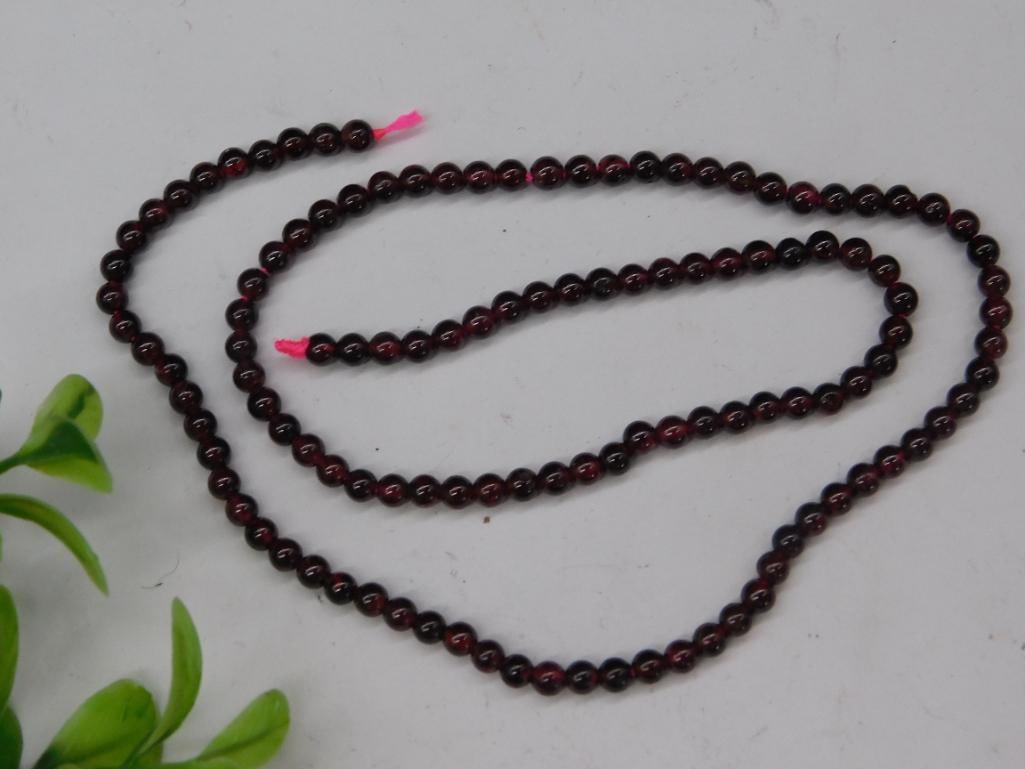 Strand of Garnet Beads With Deep Red Hue: Strand of Garnet Beads With Deep Red Hue