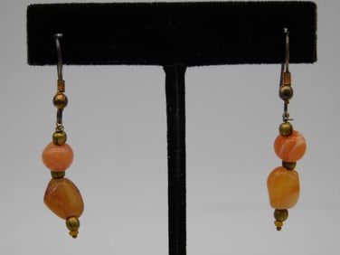 Orange Bead Dangle Earrings