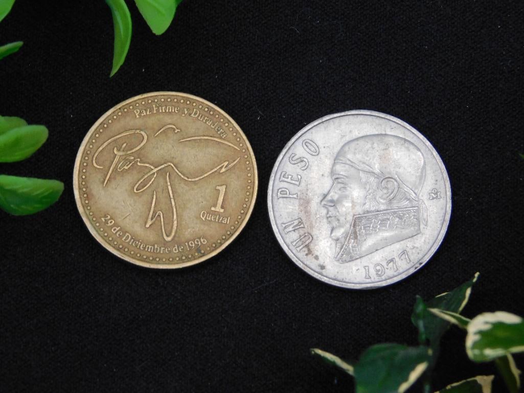 Two Coins: Guatemala Quetzal and Mexican Peso: Two Coins: Guatemala Quetzal and Mexican Peso