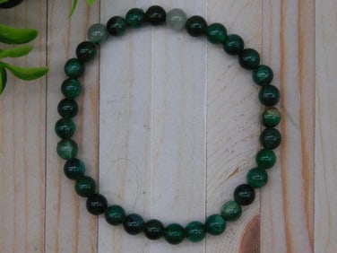 Green Beaded Stretch Bracelet Rock Stone Lapidary Specimen