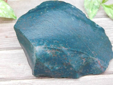 Rough Dark Green Bloodstone Specimen with Red Accents