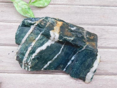 Green and White Banded Mineral Specimen
