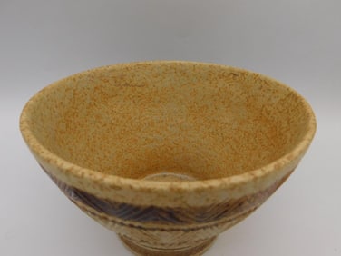 Rustic Ceramic Bowl With Geometric Patterns