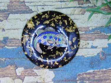 GOLD FLECKED BASS CABOCHON ROCK STONE LAPIDARY SPECIMEN