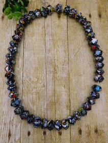 BLACK CANDY GLASS BEADS ROCK STONE LAPIDARY SPECIMEN