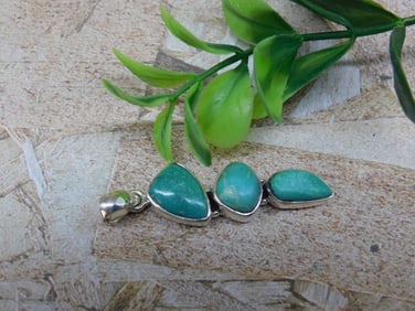 STERLING SILVER PENDANT ROCK STONE LAPIDARY SPECIMEN