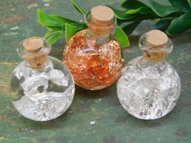 SILVER AND COPPER FLAKES IN BOTTLES ROCK STONE LAPIDARY SPECIMEN