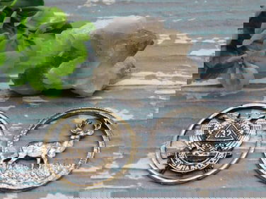 SMOKY QUARTZ AND CUT COINS ROCK STONE LAPIDARY SPECIMEN