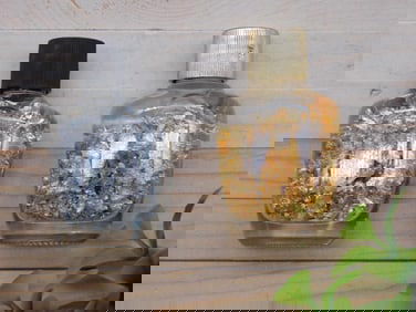 GOLD AND SILVER FLAKES IN BOTTLES ROCK STONE LAPIDARY SPECIMEN