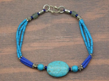 TURQUOISE AND LAPIS LAZULI BRACELET ROCK STONE LAPIDARY SPECIMEN