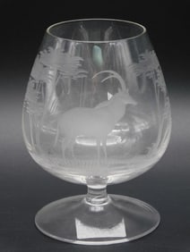 QUEEN LACE CRYSTAL AFRICAN KENYAN WILDLIFE BRANDY SNIFTERS GLASSES