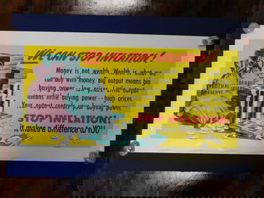 53X28 1951 THE SHELDON-CLAIRE COMPANY INFLATION ADVERTISING POSTER VINTAGE ANTIQUE