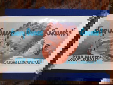 1951 THE SHELDON-CLAIRE COMPANY STOP WASTE POSTER VINTAGE ANTIQUE