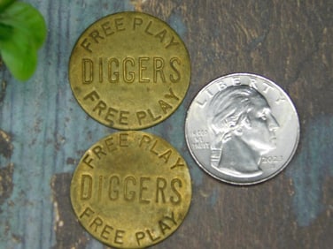 Two Vintage Diggers Free Play Tokens