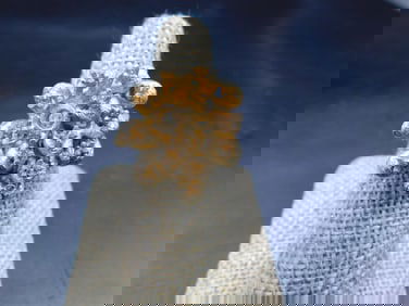 Gold-Tone Nugget-Style Ring with Stone Accent, Size 7