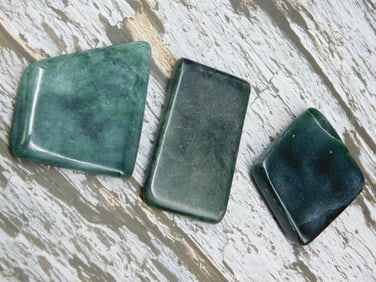 Three Jade Pieces Rock Stone Lapidary Specimen