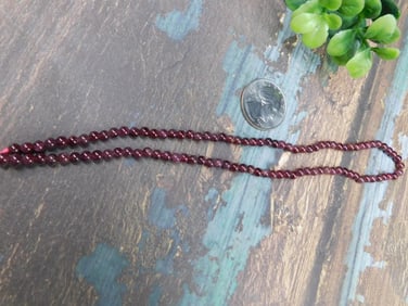 Vintage Garnet Red Beaded Necklace with Small Beads
