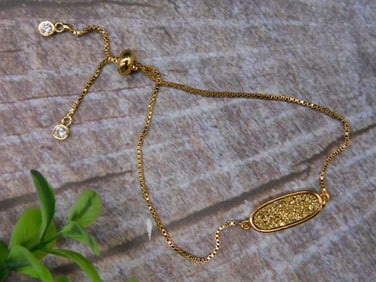 Adjustable Gold-Tone Bracelet With Crystals