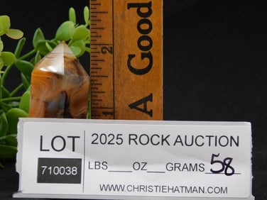 Agate Stone Crystal Point, 58 Grams ROCK STONE LAPIDARY SPECIMEN