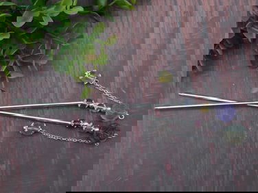 Two Hairpins with Carved Gemstone Accents