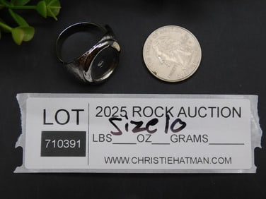 Mens Metal Ring, Size 10, Dark Silver Finish