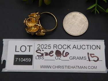 Gold-Tone Sculptural Ring with Unique Floral Design