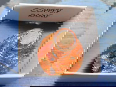 Small Glass Vial with Copper Foil Rock Stone Lapidary Specimen