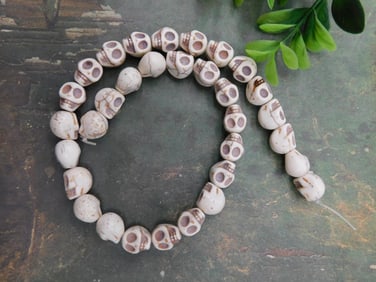 Strand of Skull-Shaped Beads for Crafting Rock Stone Lapidary Specimen