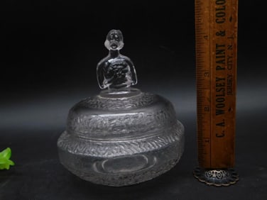 Clear Glass Lidded Powder Jar