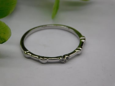 Rhinestone-Accent Silver Ring, Size 7.5