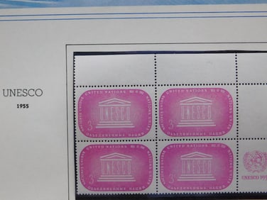 United Nations 1955 UNESCO Postage Stamps Sheet
