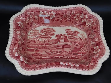 COPELAND SPODE TOWER PINK SERVING DISH TRANSFERWARE VINTAGE ANTIQUE