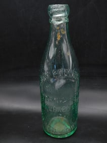 BLOB TOP ANTIQUE AQUA-COLORED GLASS BOTTLE VINTAGE ANTIQUE