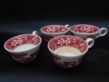 COPELAND SPODE TOWER PINK TEACUPS VINTAGE ANTIQUE