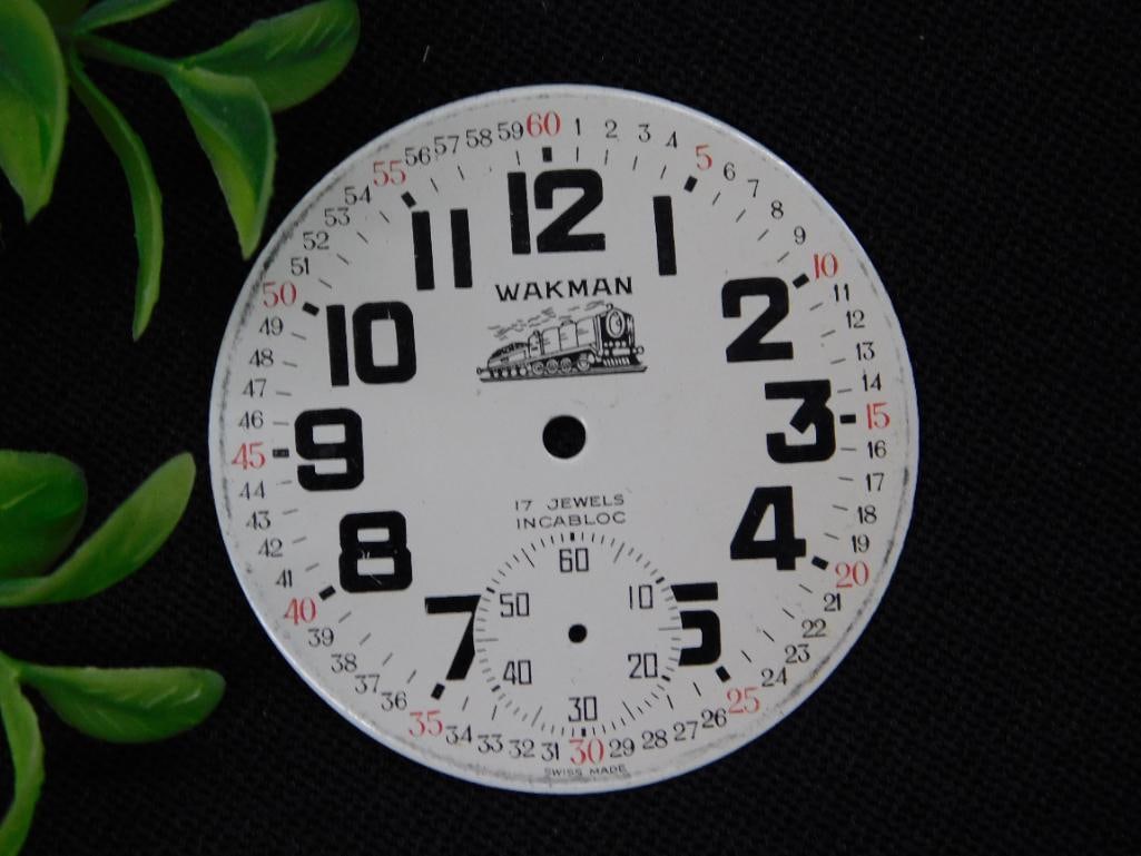 Wakman Pocket Watch Dial with Train Motif WATCHMAKER WATCHMAKING TOOLS: Wakman Pocket Watch Dial with Train Motif WATCHMAKER WATCHMAKING TOOLS