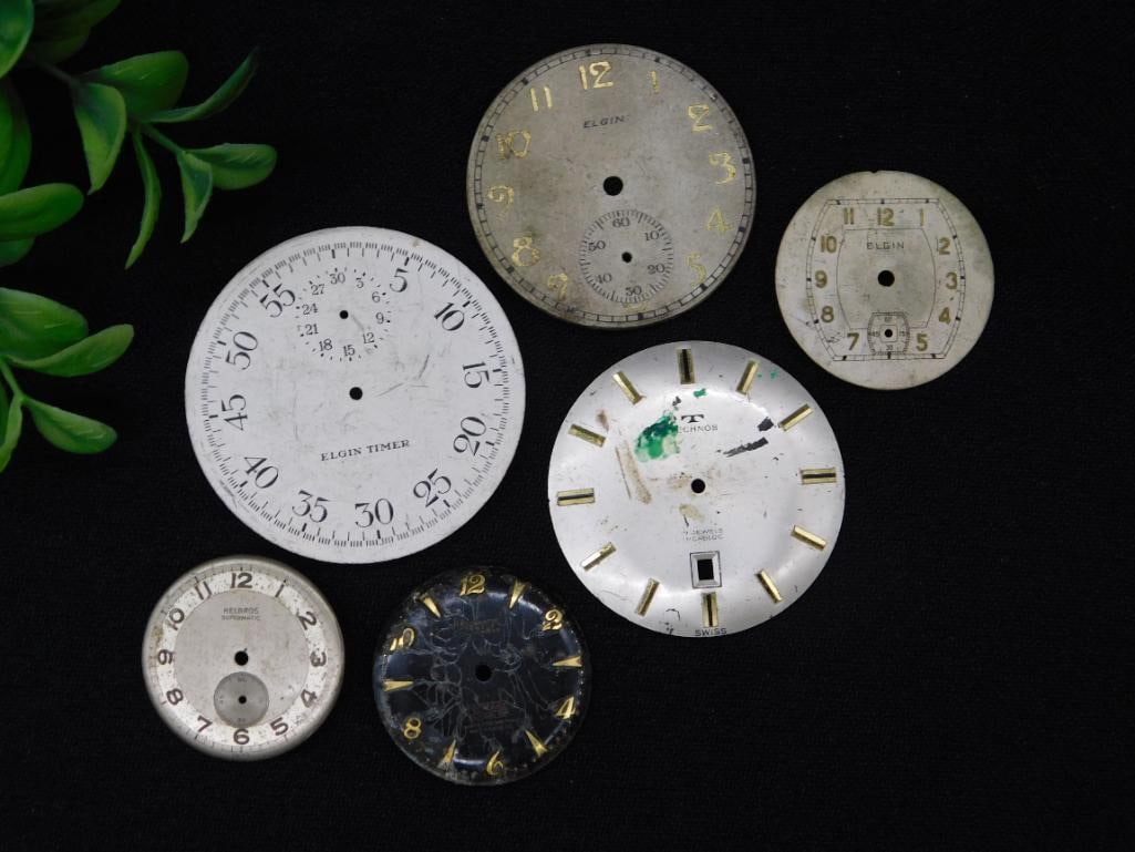 Six Assorted Vintage Watch Faces WATCHMAKER WATCHMAKING TOOLS (1 of 2)