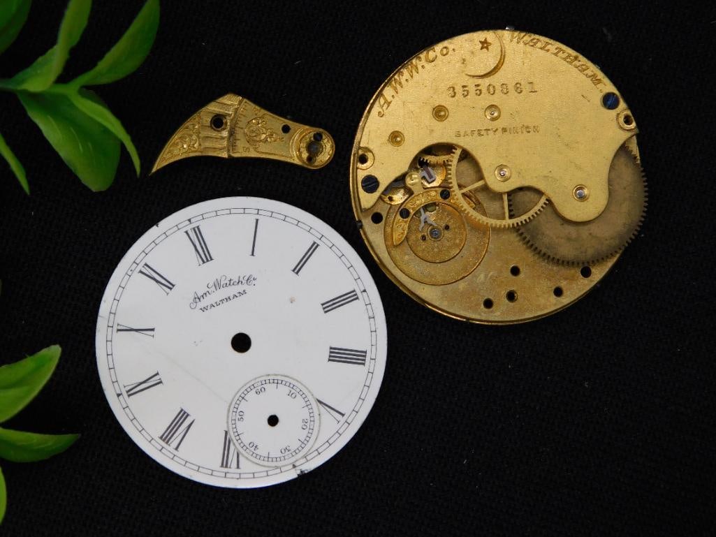 Antique Pocket Watch Movement with Roman Numerals Dial WATCHMAKER WATCHMAKING TOOLS (1 of 2)
